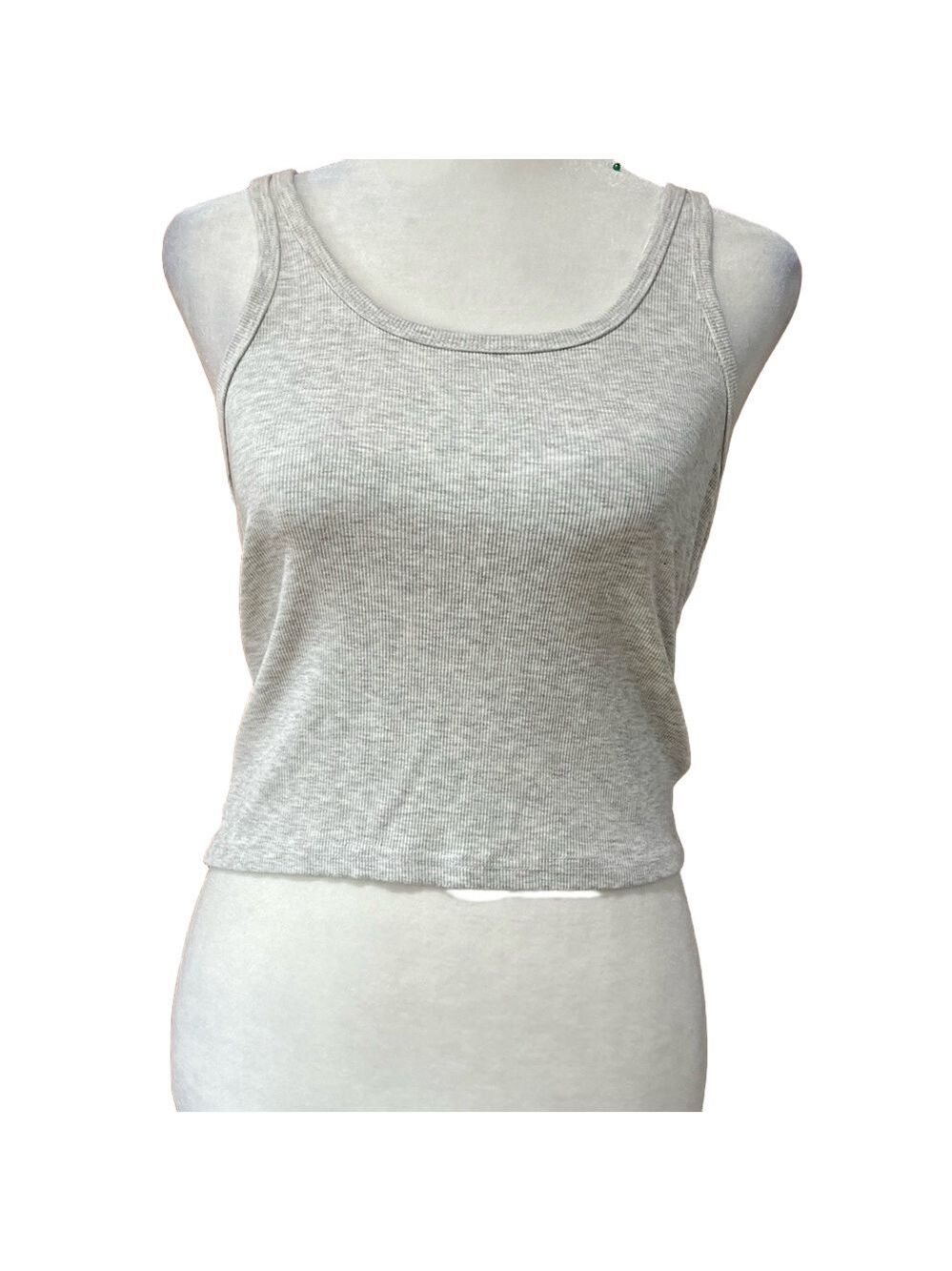 Gray Fitted Crop Tank Top